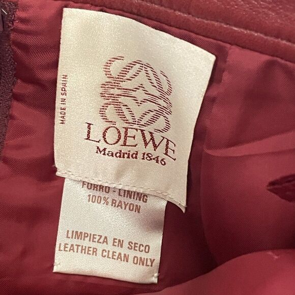 Loewe Womens Nappa Leather Skirt EU 38 US M 4 6 Red Pencil Vintage Knee Length - Picture 3 of 7